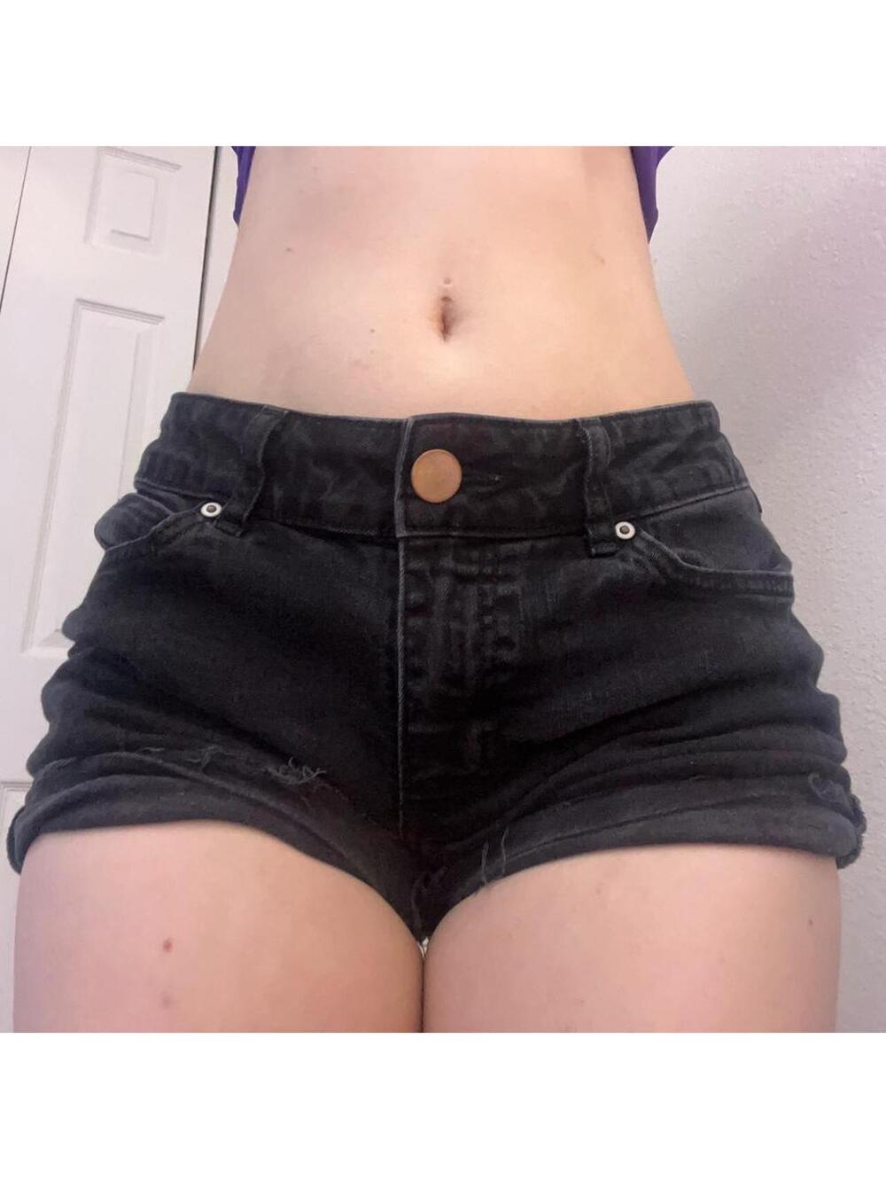 mini black denim shorts